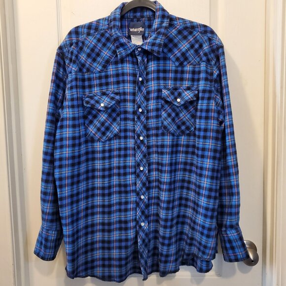 Vintage Wrangler Pearl Button Western Cowboy Flannel - XL/XXL - Picture 1 of 6